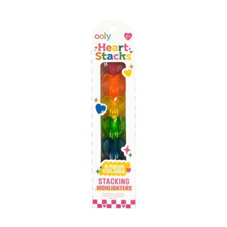 Markere intercalabile Inimioare - set 6 culori neon - Heart - imagine 11